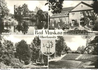 Bad Muskau Oberlausitz Schlossruine Moorbad Freilichtbuehne Schlossgarten Wappen