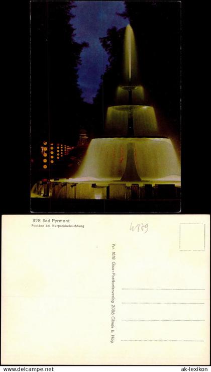 Ansichtskarte Bad Pyrmont Fontäne bei Nacht Illumination Kuranlagen 1972