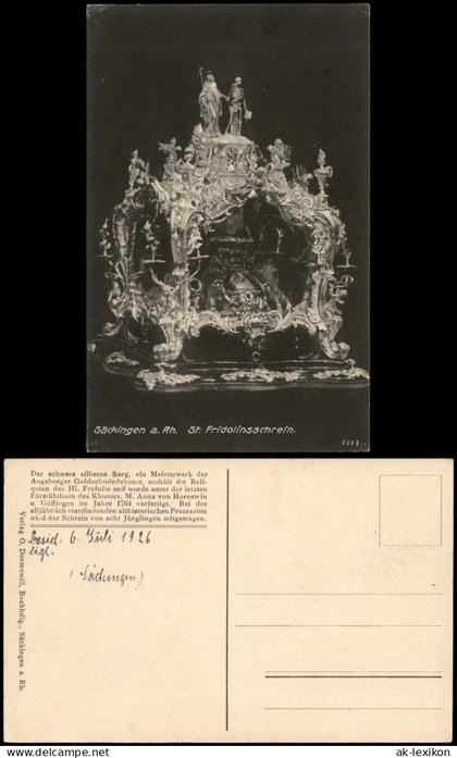 Ansichtskarte Bad Säckingen St. Fridolinsschrein. 1922