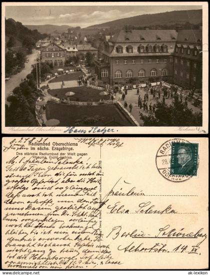 Ansichtskarte Oberschlema-Bad Schlema Radiumbad Partie am Rathaus 1931