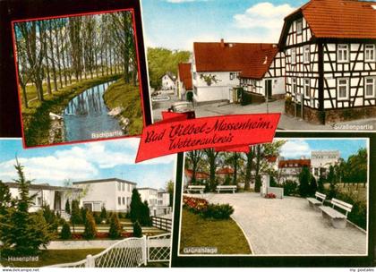 Massenheim Bad Vilbel Partie am Bach Strassenpartie Fachwerkhaus Gruenanlage Has
