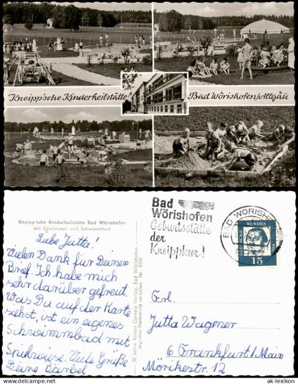 Bad Wörishofen Mehrbildkarte Kinder-Heilstätte, Kinder Freibad uvm. 1965