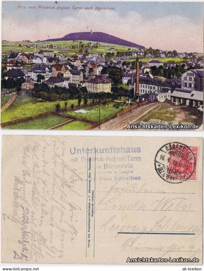 Ansichtskarte Bärenstein-Altenberg (Erzgebirge) Panorama mit Fabrik 1919