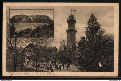 AK Pfaffendorf /Sächs. Schweiz, Bastei und Aussichtsturm