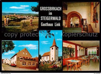 73844014 Grossbirkach Oberfranken Panorama Gasthaus Link Gastraeume Kirche Gross
