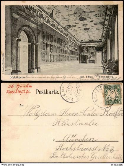 Ansichtskarte Oberschleißheim Schloss Schleißheim Ahnen-Galerie 1903