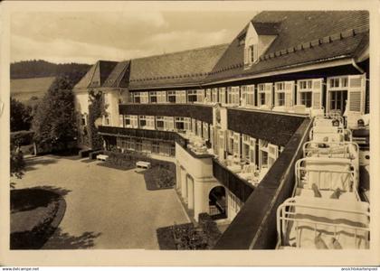 CPA Scheidegg im Allgäu Schwaben, Kinderklinik Prinzregent Luitpold, Betten auf der Terrasse