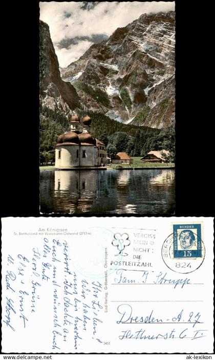 Schönau Königssee St. Bartholomä Stimmungsbild Colorfotokarte 1963
