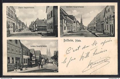 AK Bellheim /Pfalz, Obere Hauptstrasse, Mittlere Hauptstrasse, Untere Hauptstrasse