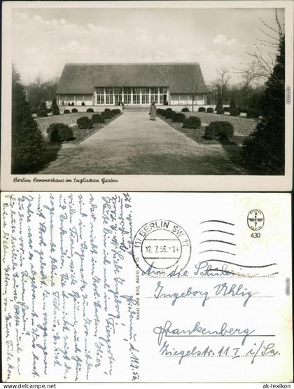 Ansichtskarte Berlin Sommerhaus im Englischen Garten 1956