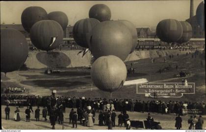 CPA Berlin Wilmersdorf Schmargendorf, Int. Ballon Wettfahrten Oktober 1908, Ballons, Zuschauer