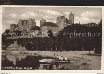 Bernburg Saale Uferpartie an der Saale Schloss