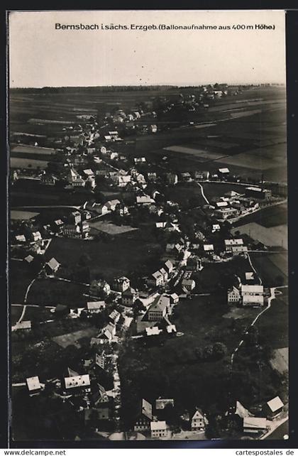 AK Bernsbach i. sächs. Erzgeb., Ballonaufnahme aus 400 m Höhe