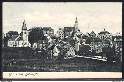 AK Böblingen, Ortsansicht mit Kirche