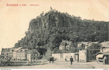 Ansicht Schäferwand und Bergschloss in Bodenbach Böhmen Postkarte AK
