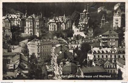 Parkstraße und Westend Karlsbad Böhmen & Mähren Postkarte AK 1932