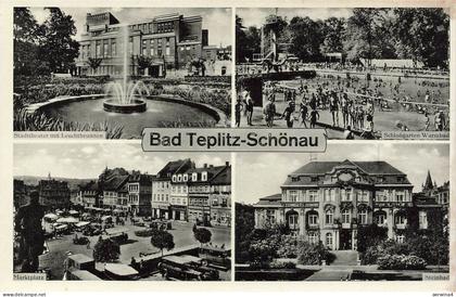 Steinbad, Stadttheater und Warmbad Bad Teplitz-Schönau Böhmen Postkarten AK