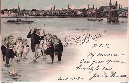 thographie Bonn, Froschkonzert am Rhein, Bonn von Beuel gesehen