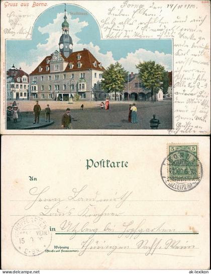 Ansichtskarte Borna Partie am Stadthaus 1906
