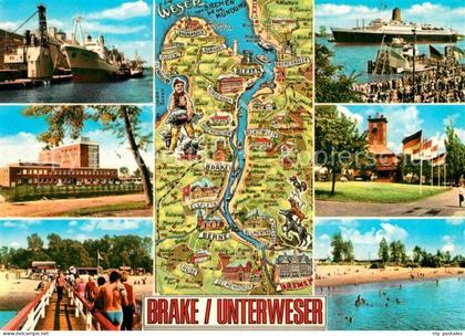 Brake Unterweser Hafen Seebruecke Strand