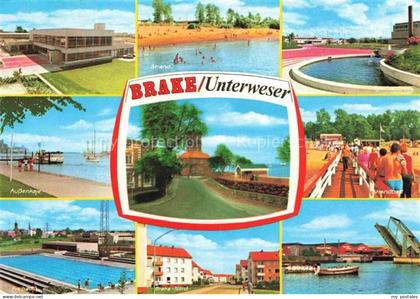 Brake Unterweser Hallenbad Aussenkaje Freibad Strand Kirche Hafen Strandbad Spor