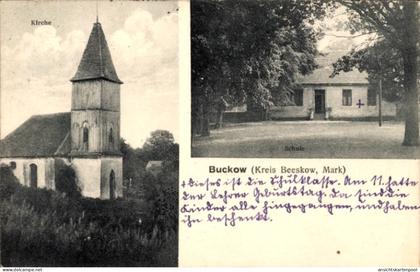 CPA Buckow bei Beeskow Rietz Neuendorf, Kirche, Schule