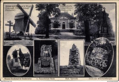 CPA Dennewitz Niedergörsdorf in Brandenburg, Denkmäler auf dem Schlachtfeld, Ruhmeshalle, Windmühle