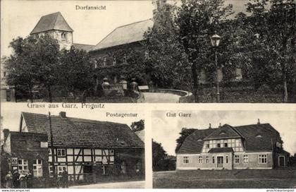 CPA Garz Plattenburg in der Prignitz, Dorfansicht, Postagentur, Gut Garz