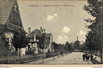 CPA Lieberose in Brandenburg, Cottbuser Straße am Kleinbahnhof