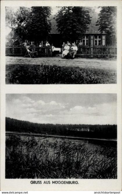 CPA Müggenburg Golzow in der Mark, Gastwirtschaft, Gäste, Seemotiv