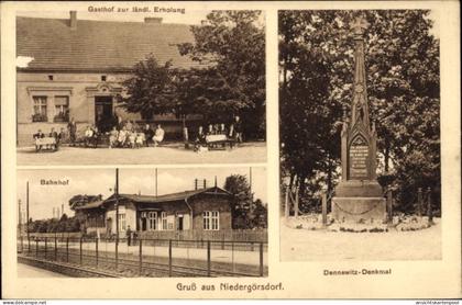 CPA Niedergörsdorf Brandenburg, Gasthof zur ländlichen Erholung, Dennewitz-Denkmal, Bahnhof