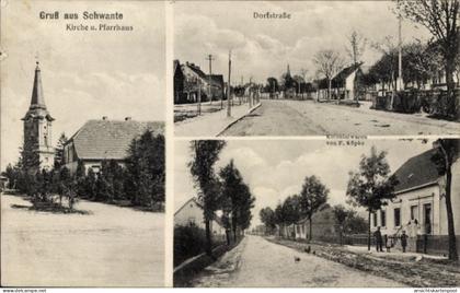 CPA Schwante Oberkrämer in der Mark Havelland, Kirche, Pfarrhaus, Dorfstraße, Geschäft