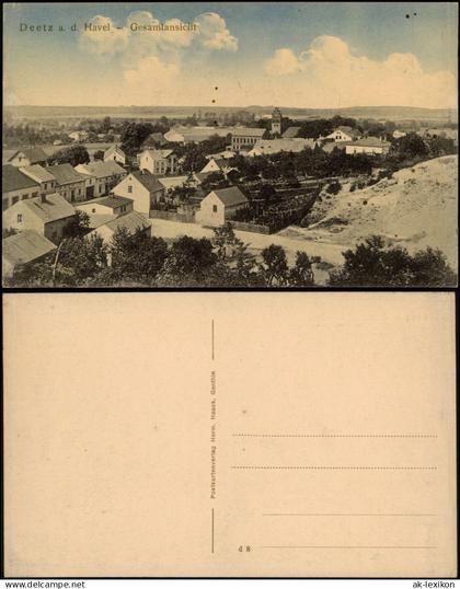 Deetz (Havel)-Groß Kreutz (Havel)  Gesamtansicht auf Häuser & Straßen 1910