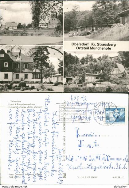 Münchehofe DDR Mehrbild-AK mit Bungalow-Siedlung, Jugendherberge uvm. 1982