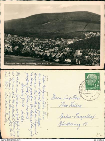 Braunlage Panorama-Ansicht Braunlage (Harz) mit Wurmberg, 971 m ü. d. M. 1952