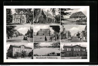 AK Bredstedt, Bahnhof, Rathaus und Mittelschule