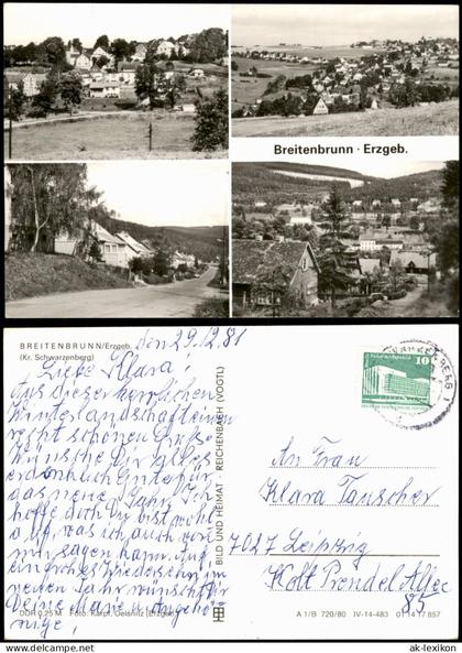 Ansichtskarte Breitenbrunn (Erzgebirge) 4 Bild Stadtansichten 1980