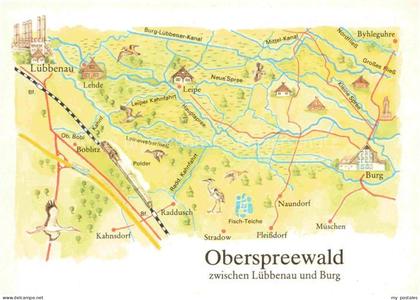 Burg Spreewald Brandenburg Landkarte Spreewald Hauptspree Neue-Spree Leipe Raddu
