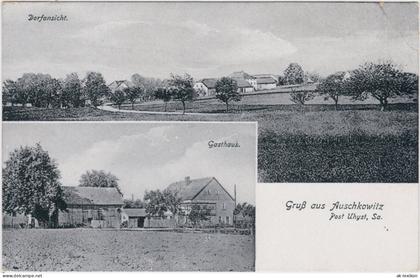 Auschkowitz-Burkau (Oberlausitz) Wukecy Porchow 2 Bild: Gasthaus und Panorama 1914