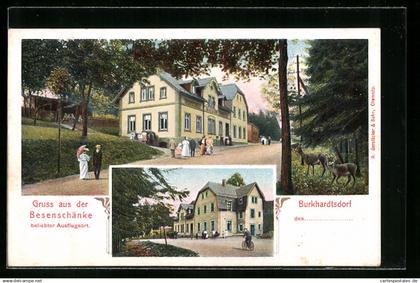 AK Burkhardtsdorf, Gasthaus Besenschänke, Seitenansicht