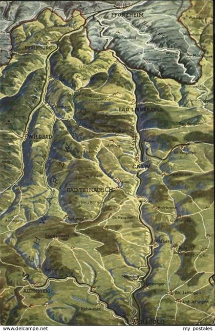 Calw Reliefkarte Calw und Umgebung