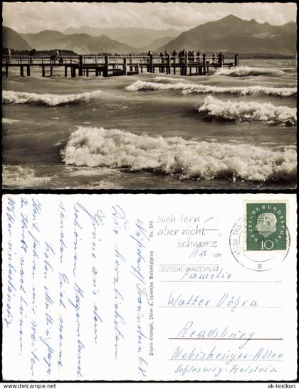 Ansichtskarte Chiemsee Chiemsee (See) Bootsanaleger Wellen 1956