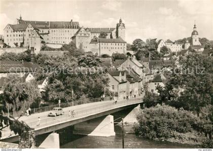 Colditz Blick ueber die Mulde zum Schloss