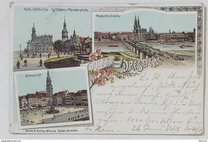 09728 Cartolina - Gruss aus Dresden - 1897 - Dresda Germania