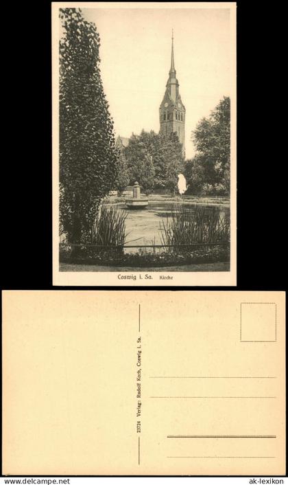 Ansichtskarte Coswig (Sachsen) Anlagen an der Kirche 1926
