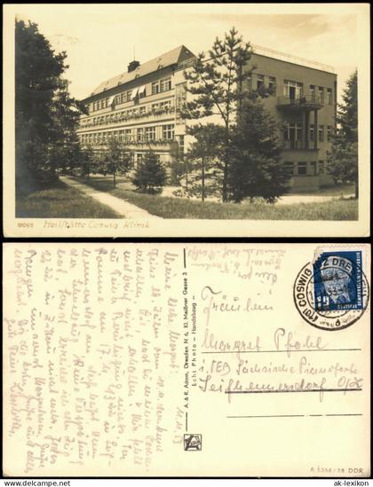 Ansichtskarte Coswig (Sachsen) Klinik 1953
