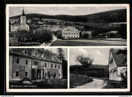AK Crostau / Oberlausitz, Mütterheim der N. S. D. A. P., Poetenweg, Totalansicht vom Ort