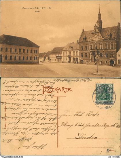 Ansichtskarte Dahlen Markt, Gasthof zur grünen Tanne 1907