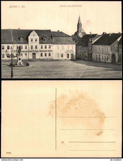 Ansichtskarte Dahlen Markt und Stadtkirche Restauration 1913