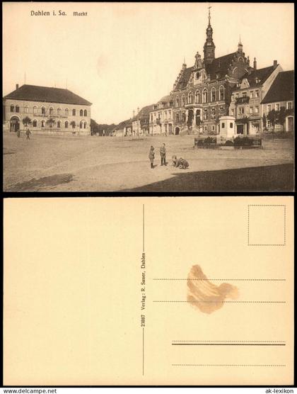 Ansichtskarte Dahlen Marktplatz, Gasthaus zur grünen Tanne 1927